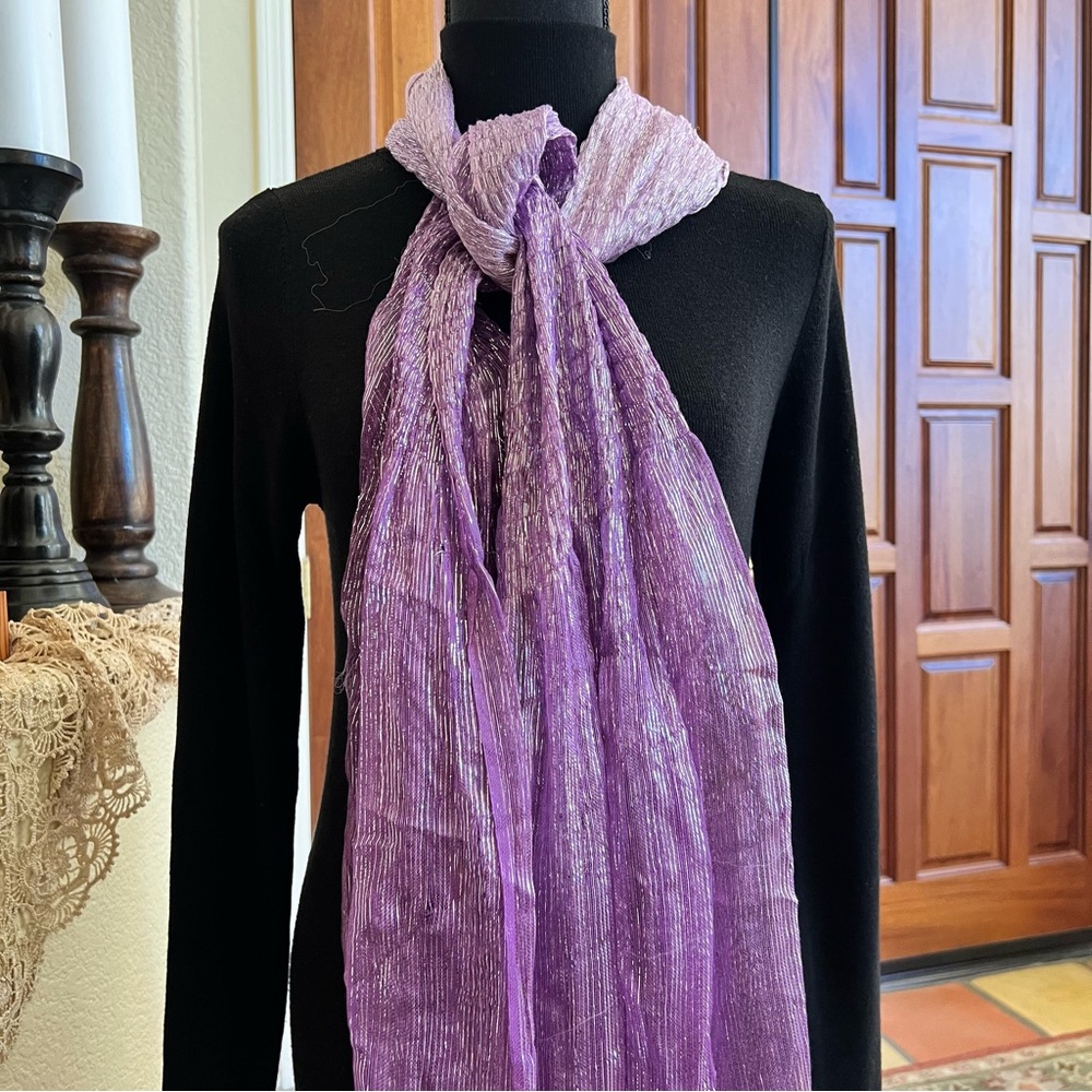 Purple Textured Fringe Scarf - Unbranded - Picture 3 of 5